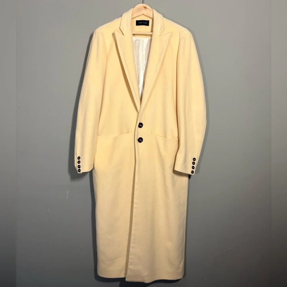 LES TIEN Black Label Cashmere Car Unisex Coat in Canary - Picture 5 of 16